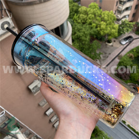20oz China Gold Glitter Sequins Double Wall Glass