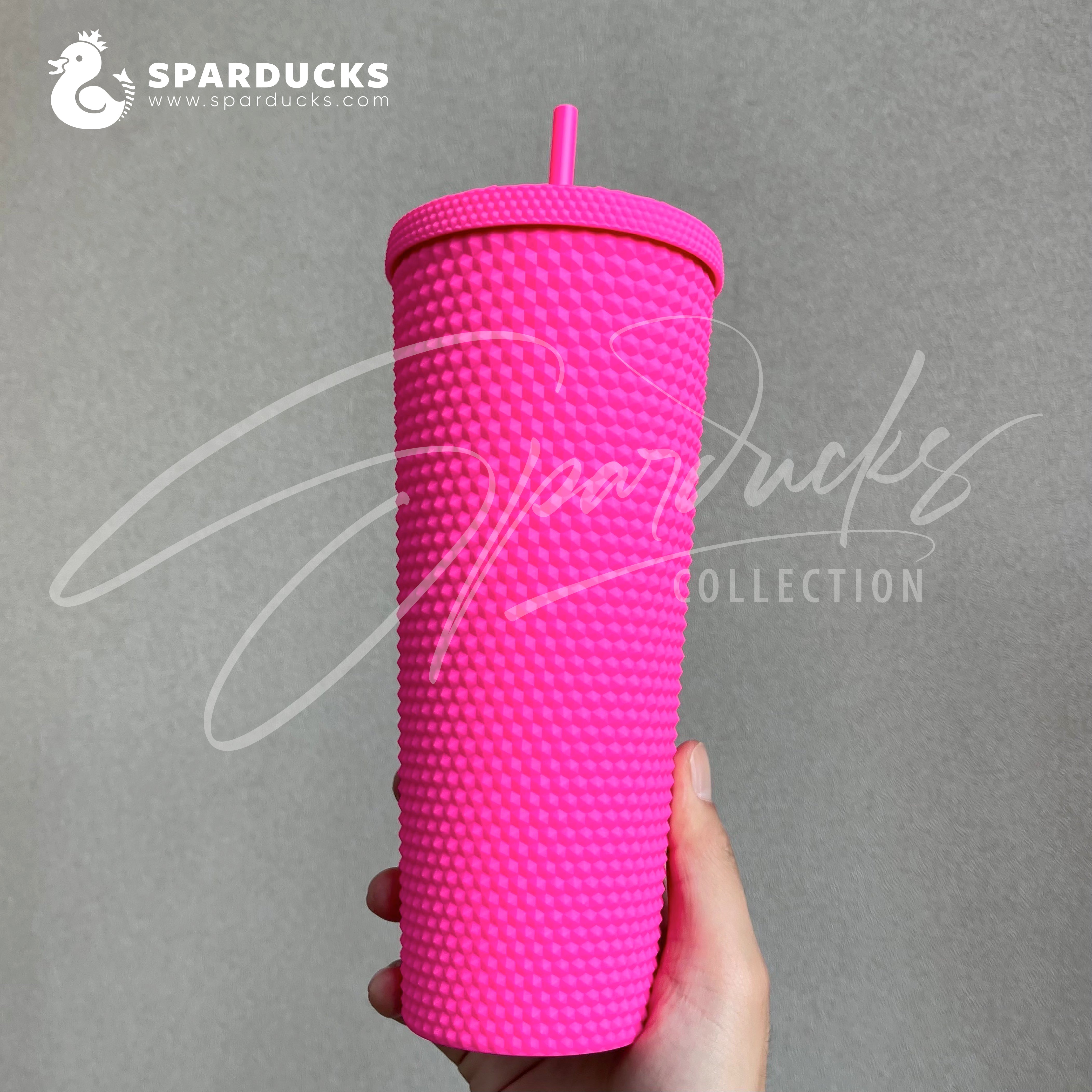 24oz China Barbie Pink Matte Studded Tumbler