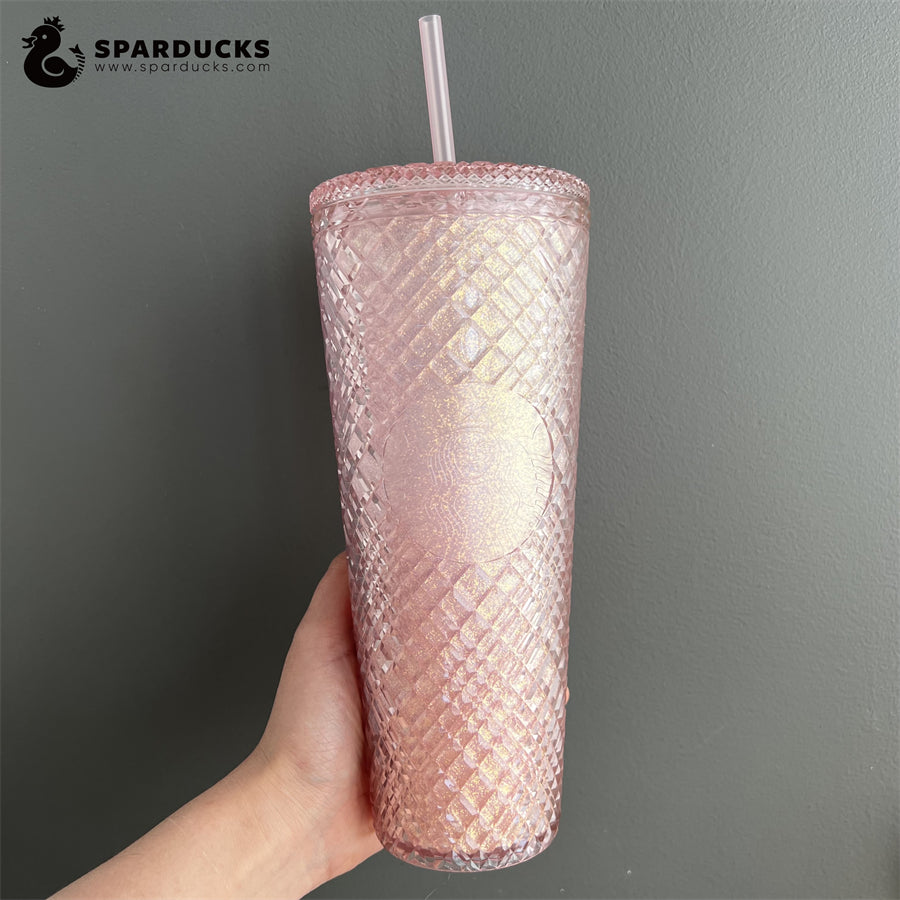 24oz China Glitter Pink Sakura Jeweled Tumbler