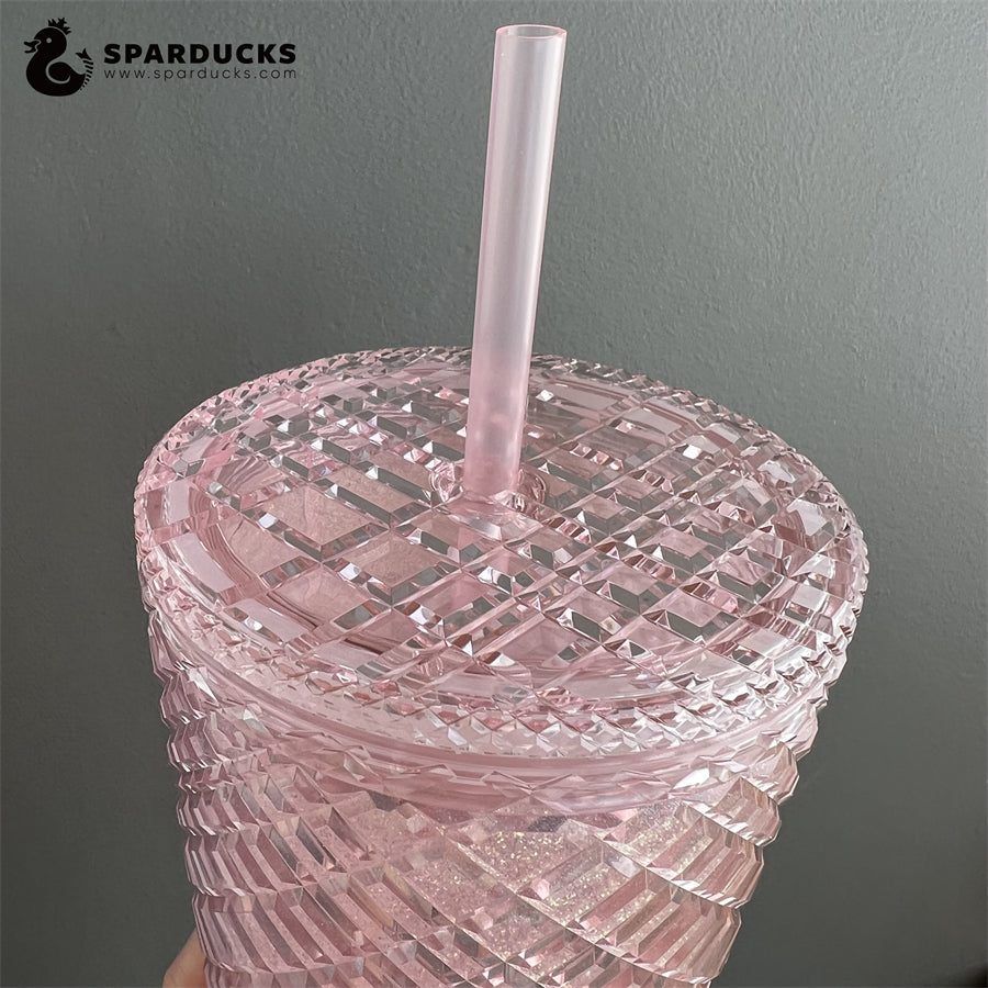 24oz China Glitter Pink Sakura Jeweled Tumbler