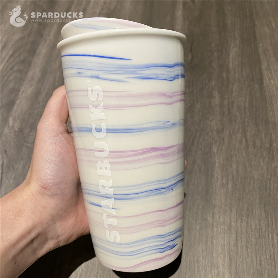 12oz China Flowing Starry Sky Ceramic Double Wall Tumbler