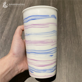 12oz China Flowing Starry Sky Ceramic Double Wall Tumbler