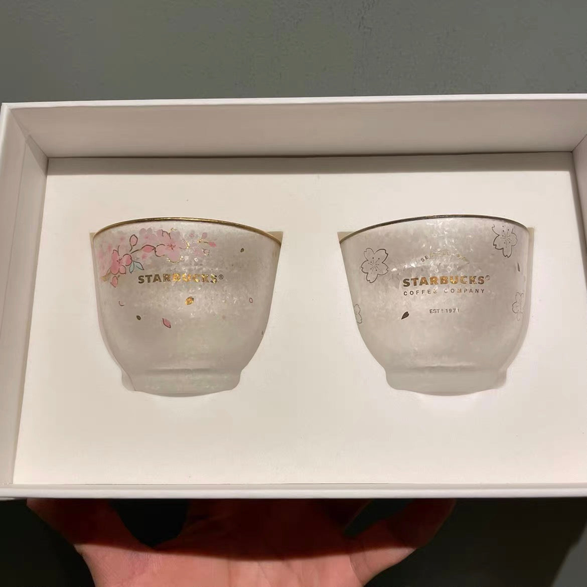 6oz China Sakura Glass Cup*2 with Box