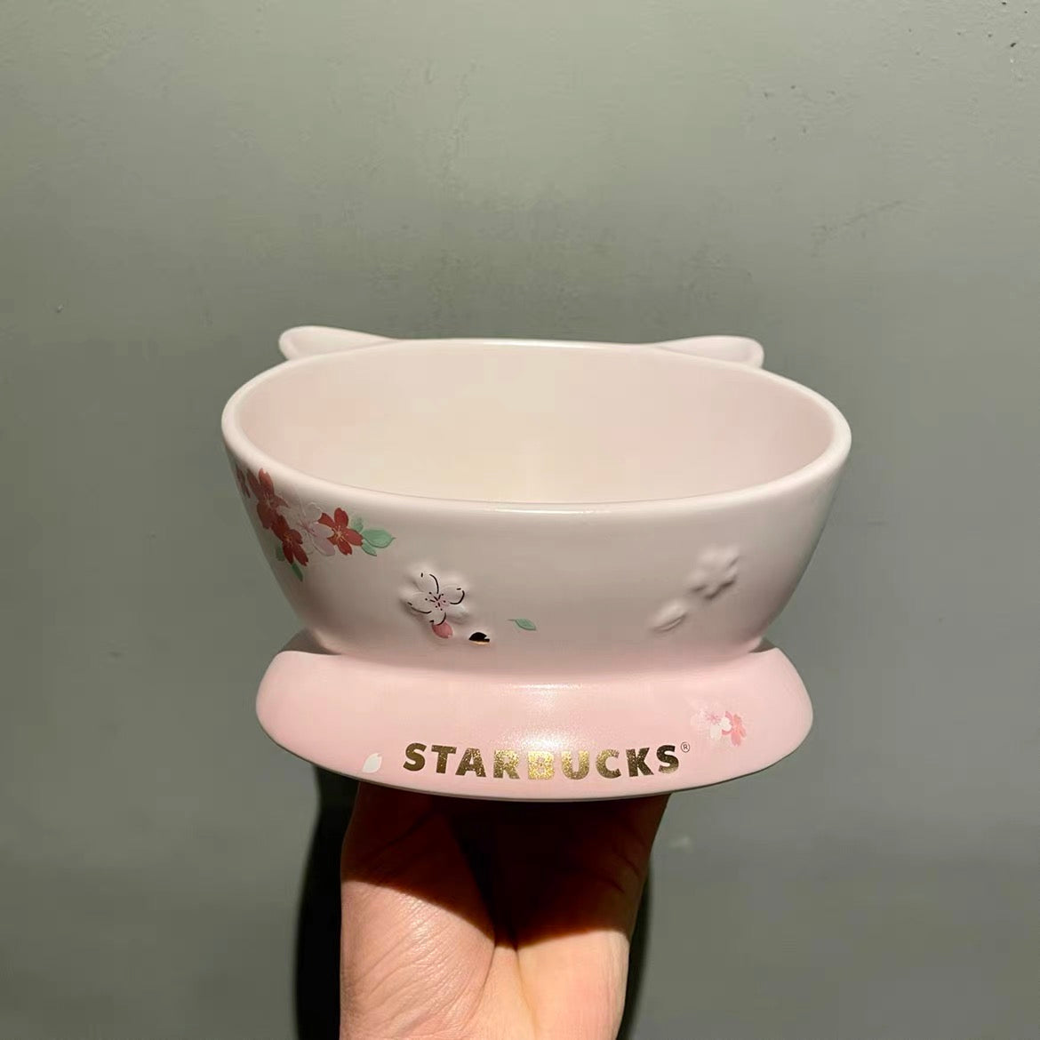 16oz China Pink Sakura Ceramic Pet Bowl