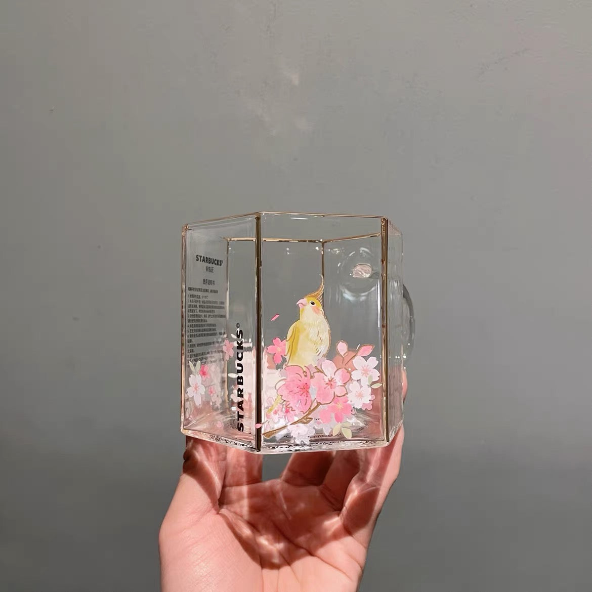 18oz China Pink Glass with Sakura Topper – SPARDUCKS