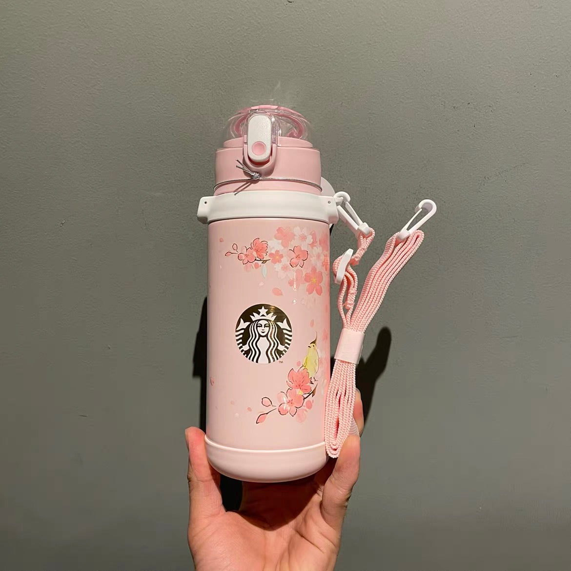 18oz China Pink Sakura Vacuum with 2 Lid