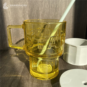 18oz China Yellow Glass with Grey Holder