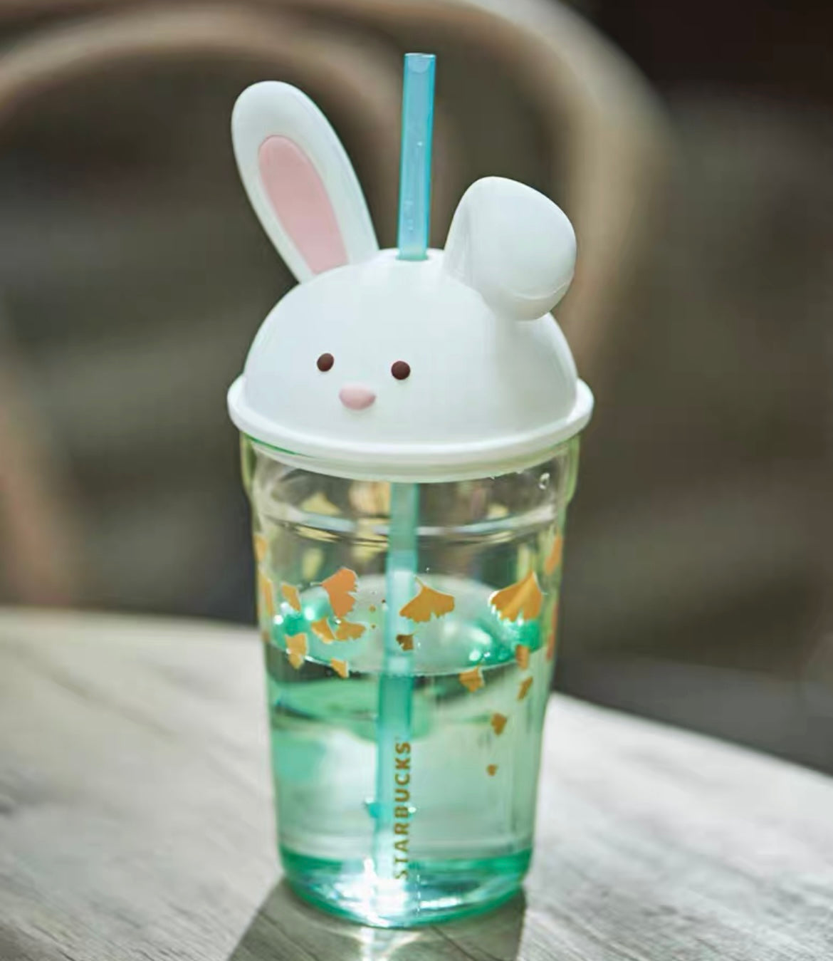 16oz China Autumn Cute Rabbit Glass Cup