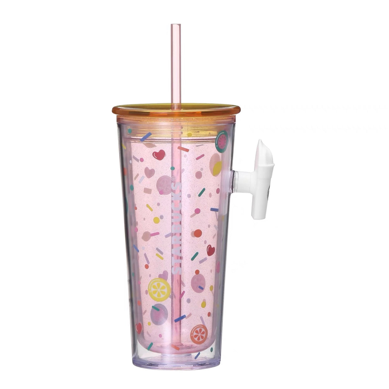 16oz Japan Fruit Glitter Plastic Straw Cup