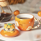 10oz China Ceramic Cup with Cute Tiger Head Lid