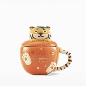 10oz China Ceramic Cup with Cute Tiger Head Lid