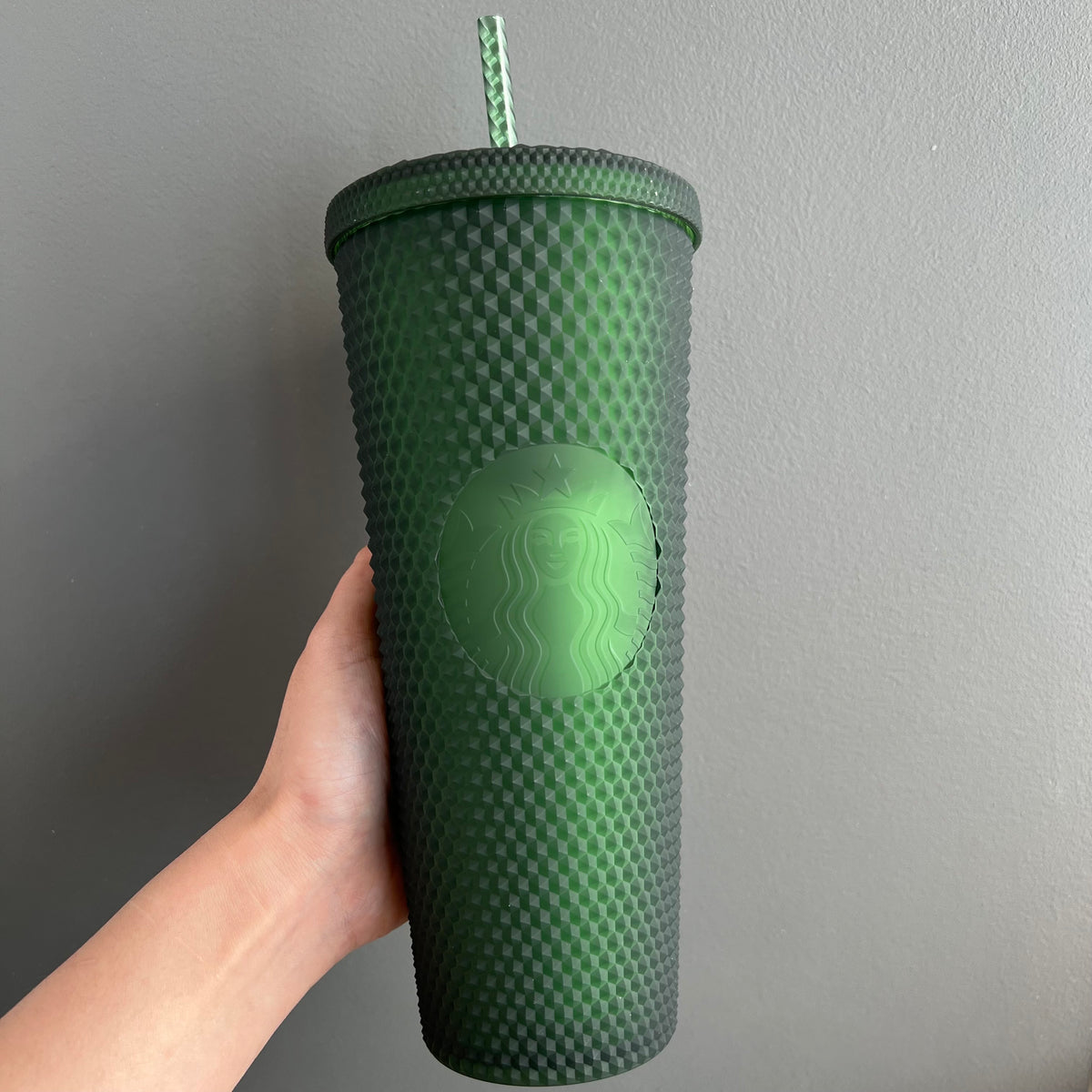 24oz Taiwan Soft Touch Jelly Seaweed Green Studded Tumbler