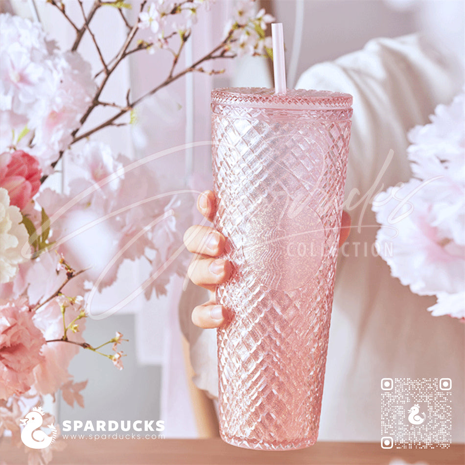 24oz China Glitter Pink Sakura Jeweled Tumbler