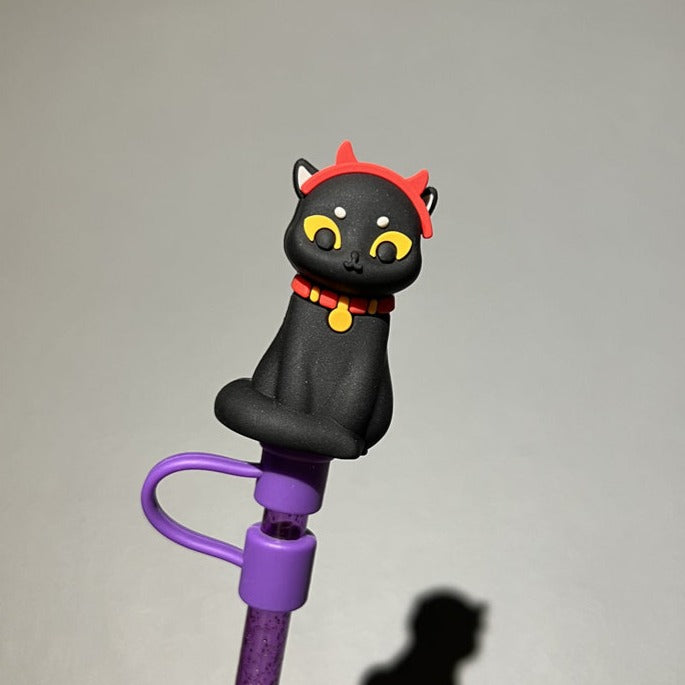7mm Cute Straw Topper *Black Cat