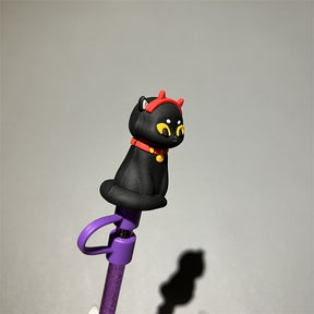 7mm Cute Straw Topper *Black Cat