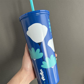 20oz China Summer Blue Flowers Stainless Cup