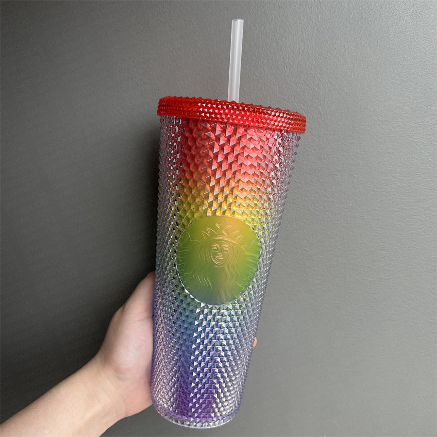 24oz China Iridescent Rainbow Studded Tumbler