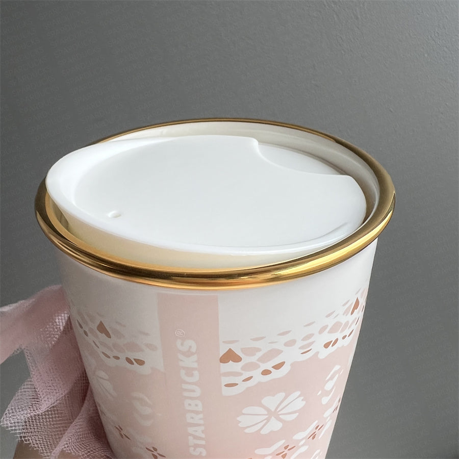 12oz China 2018 Pink Lace Double Wall Ceramic