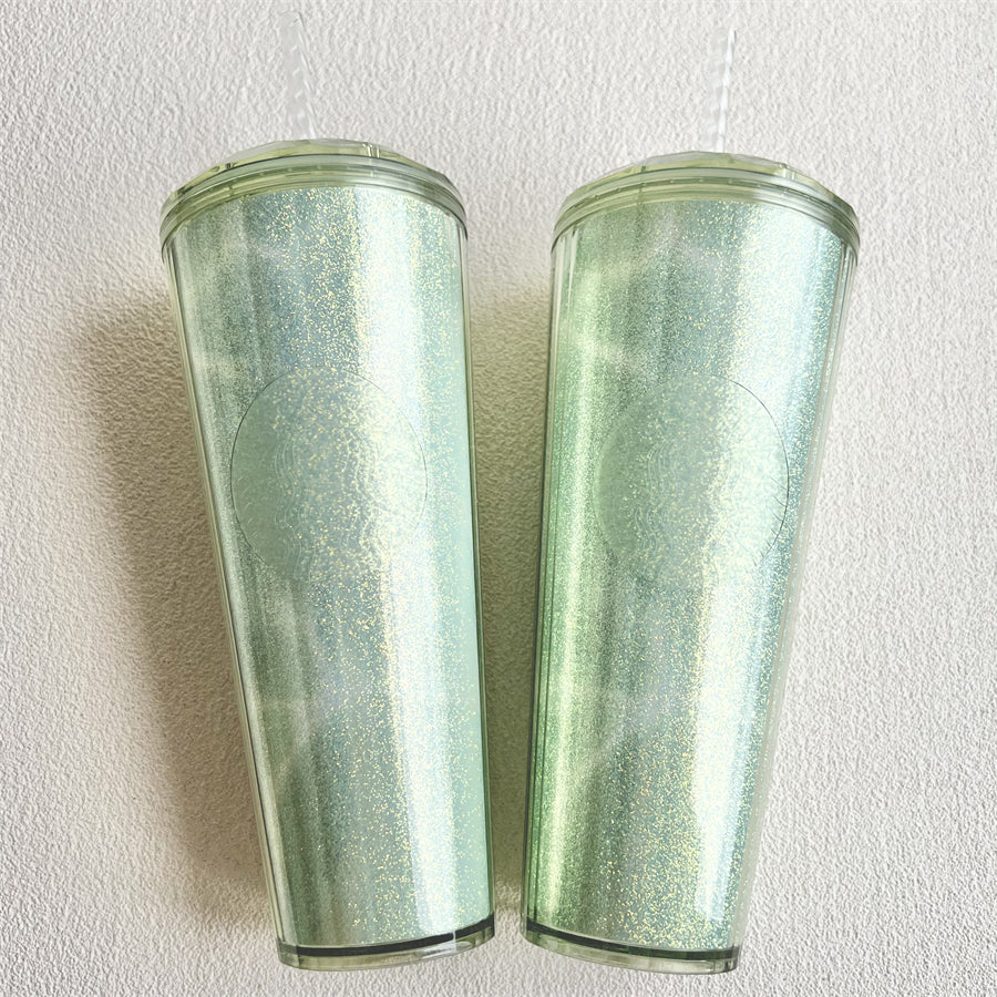 A Pair Of Venti Green Marbling Dome Cups