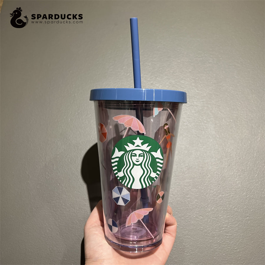 16oz Taiwan 2019 Pared Plastic Cold Cup with Straw