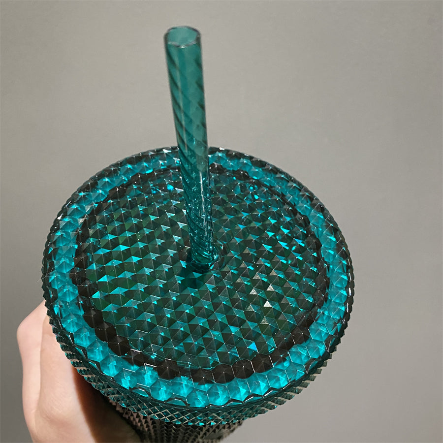 16oz Korea Bling Green Plastic Studded Cup