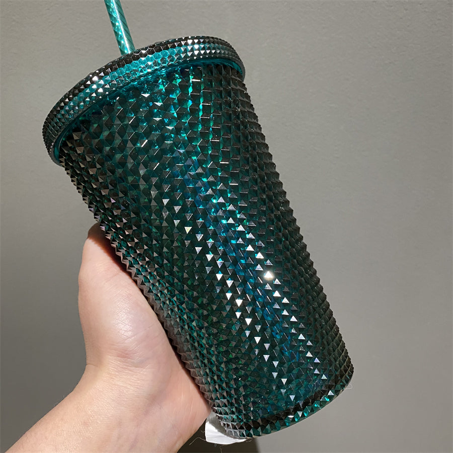 16oz Korea Bling Green Plastic Studded Cold Cup