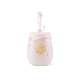 16oz China Sakura Pink Ceramic Bottle with Straw