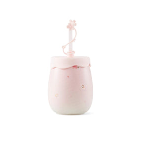 16oz China Sakura Pink Ceramic Bottle with Straw