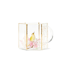 14oz China Glass Cup Bird with Sakura