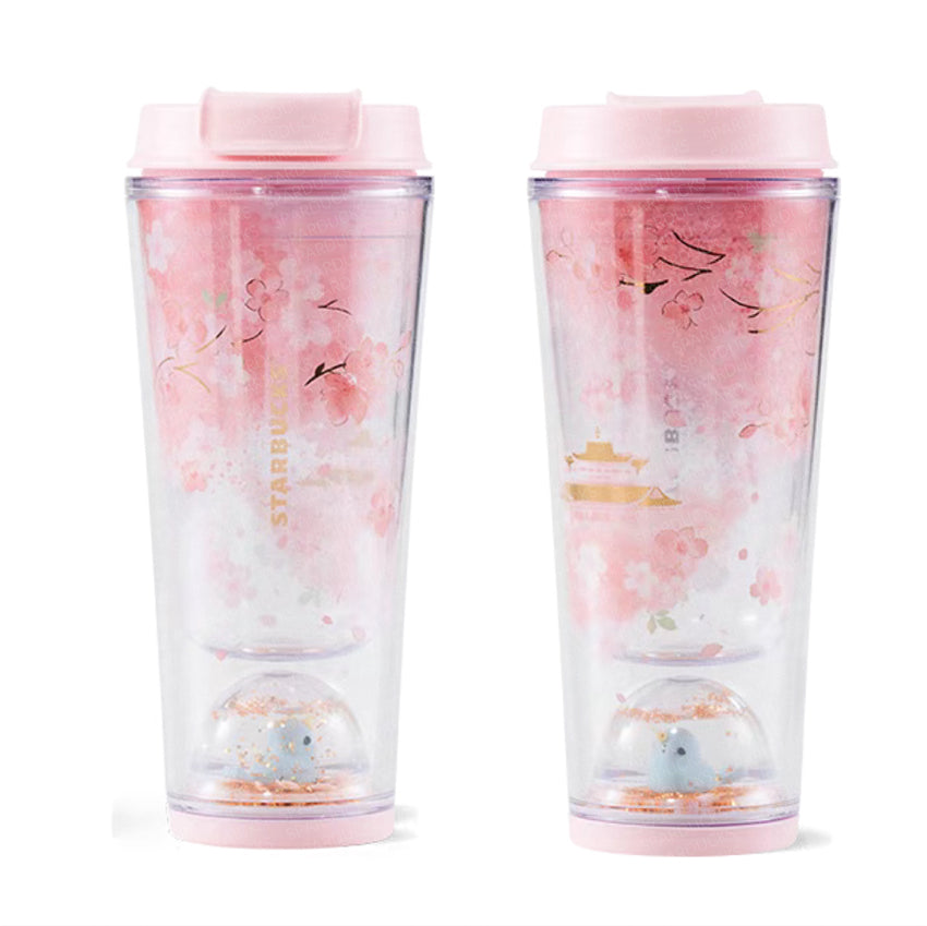 12oz China Pink Sakura Plastic Tumbler