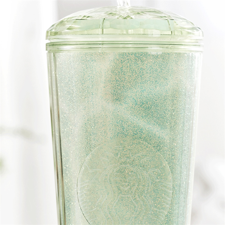 24oz China Green Marble Glitter Dome Cold Cup