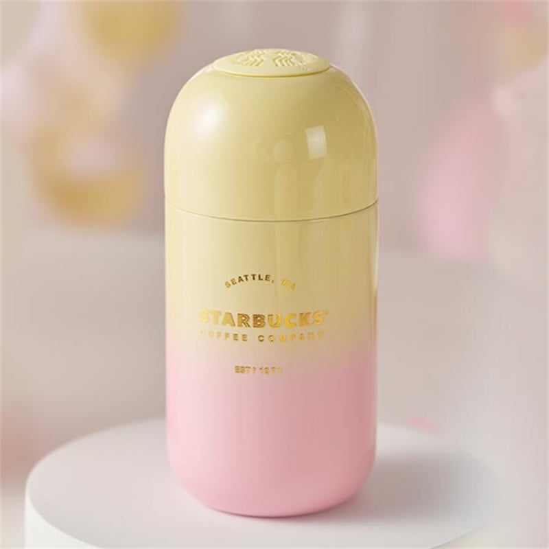 7oz China Gradient Yellow Pink Stainless Capsule Bottle
