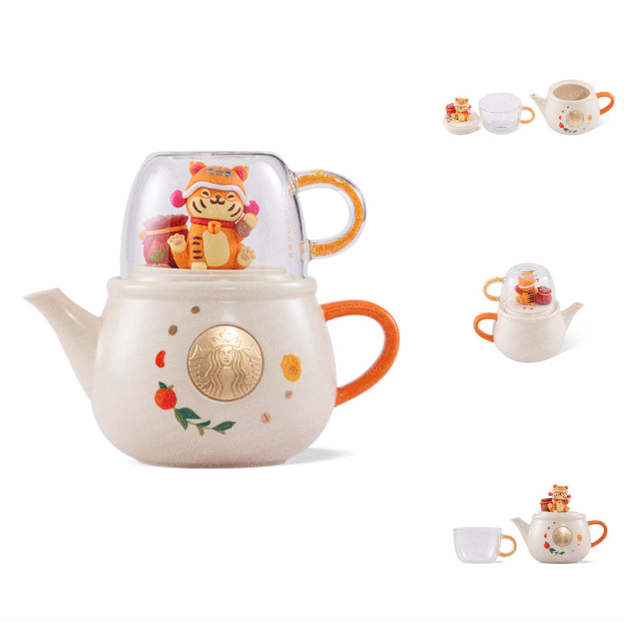 China Tiger 16oz Teapot+6oz Glass Cup Set