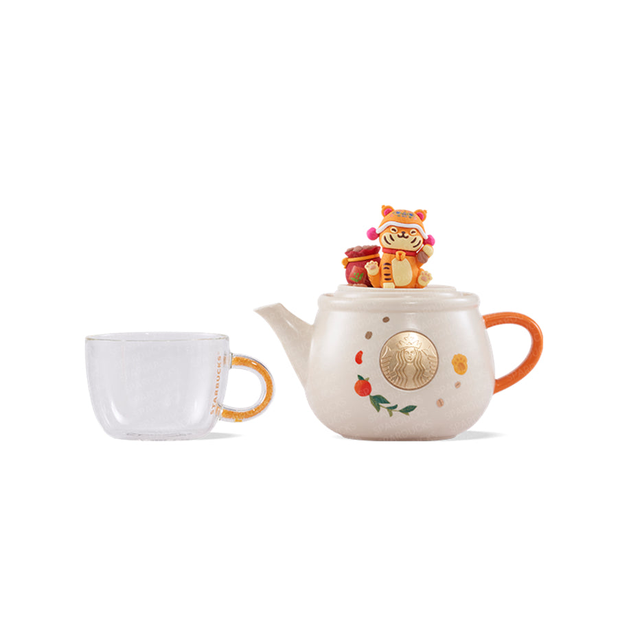 China Tiger 16oz Teapot+6oz Glass Cup Set