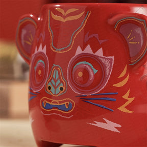 12oz China Red Traditional Tiger Ceramic Mug