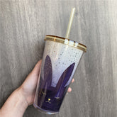 16oz China 2018 Bunny Plastic Cold Cup with Straw