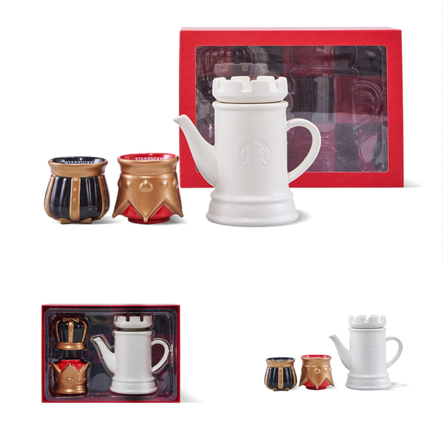 Ceramic Rook Kettle with King&Queen Cup Set