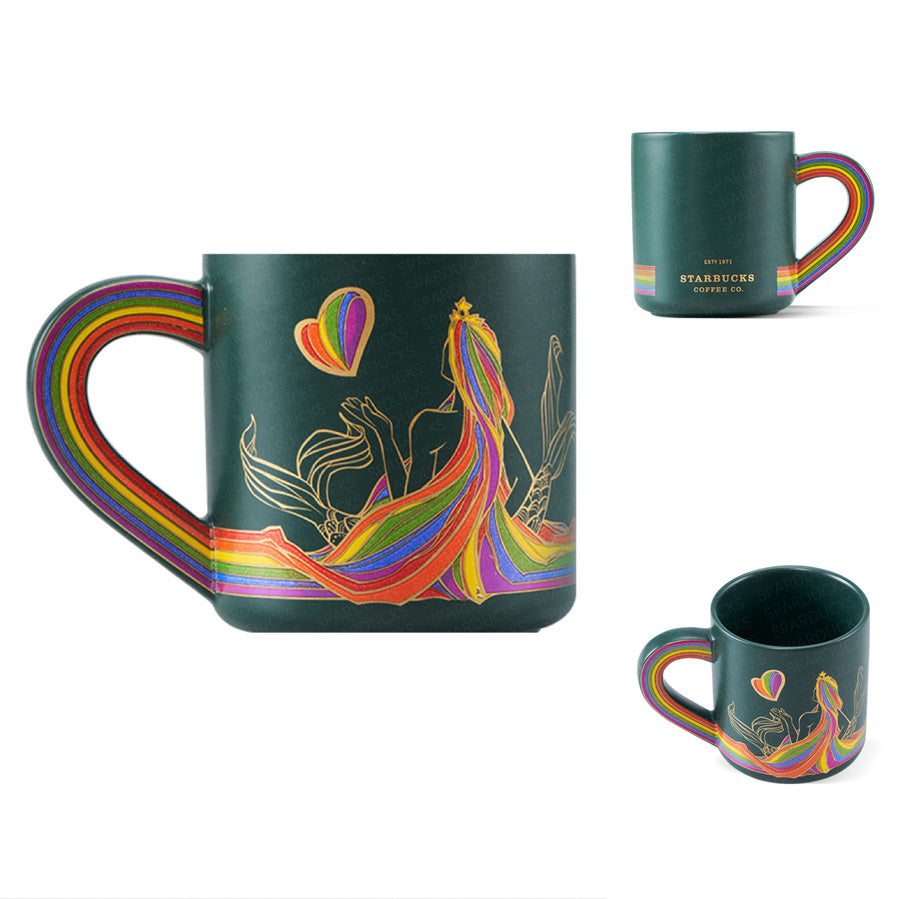 16oz Valentine Rainbow Mermaid Ceramic Mug