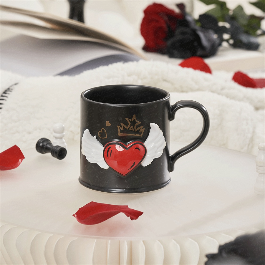 12oz Red Heart with Wings Ceramic Mug
