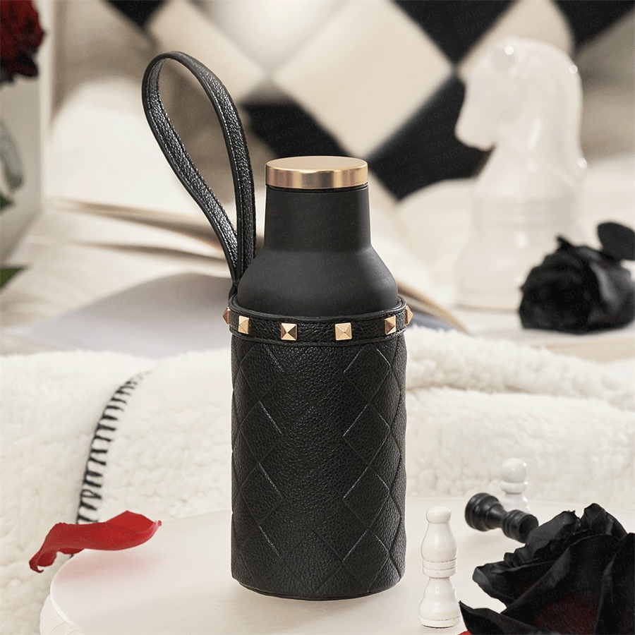 12oz Valentine Black Stainless Steel Bottle with Pouch