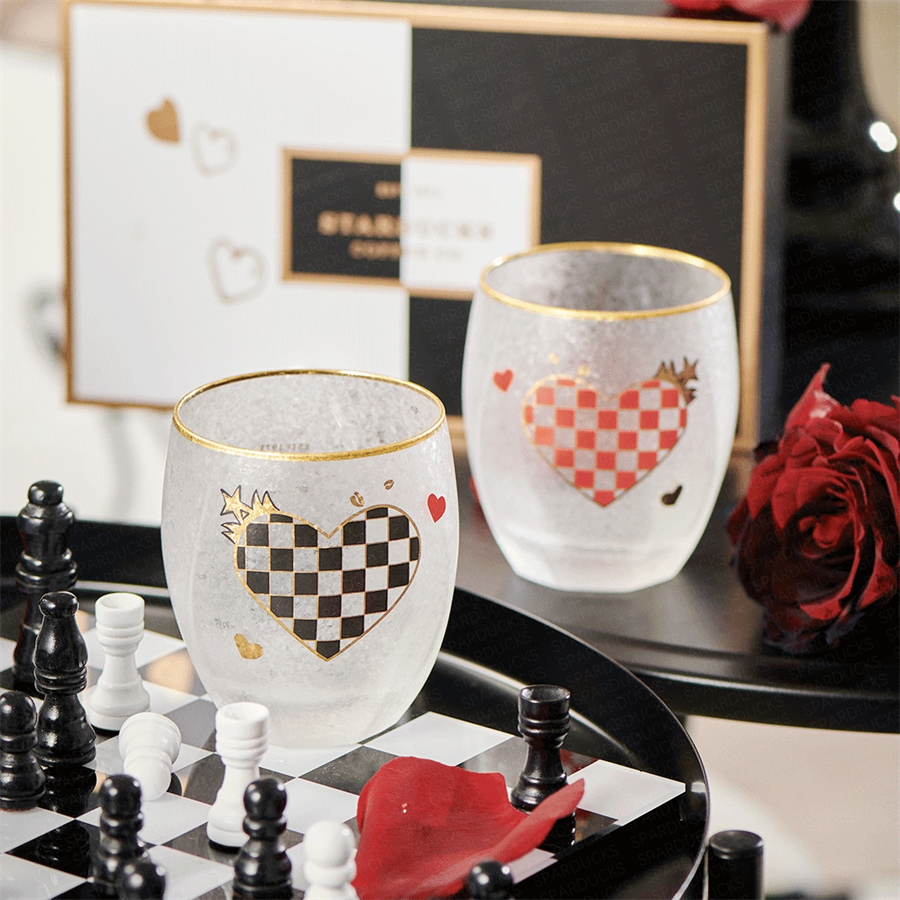 12oz Valentine Tsuka Pair Glass Cups Set