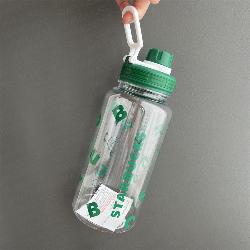 35oz China White&Green Plastic Cold Water Bottle