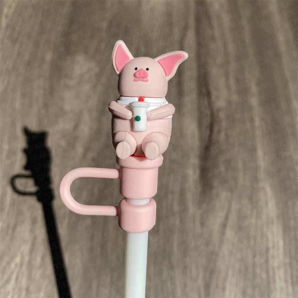 7mm Cute Straw Topper *Pink Piggy